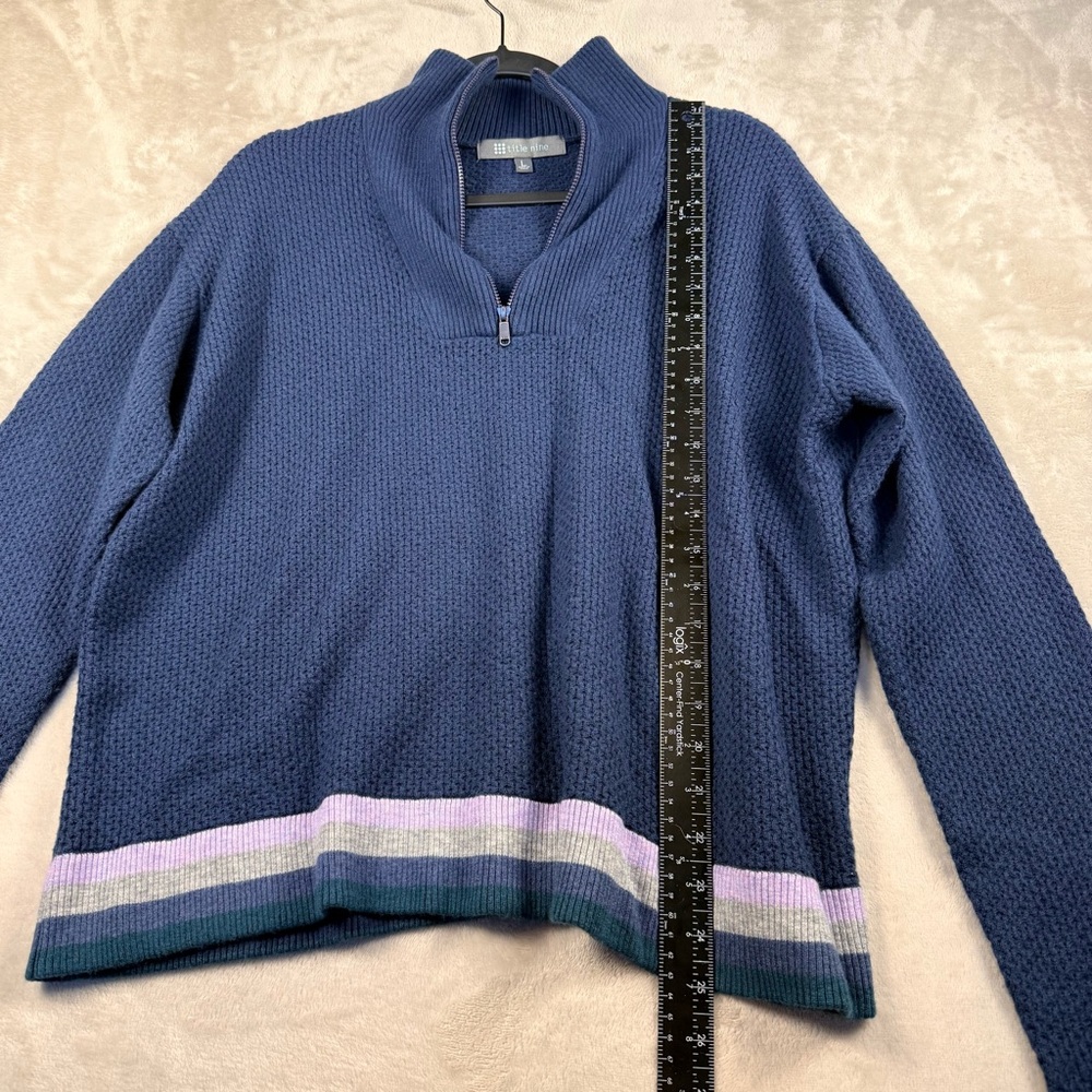 Title Nine Woolicious Merino Wool Blend Waffle Knit 1/4 Zip Pullover Sweater L - Picture 5 of 8